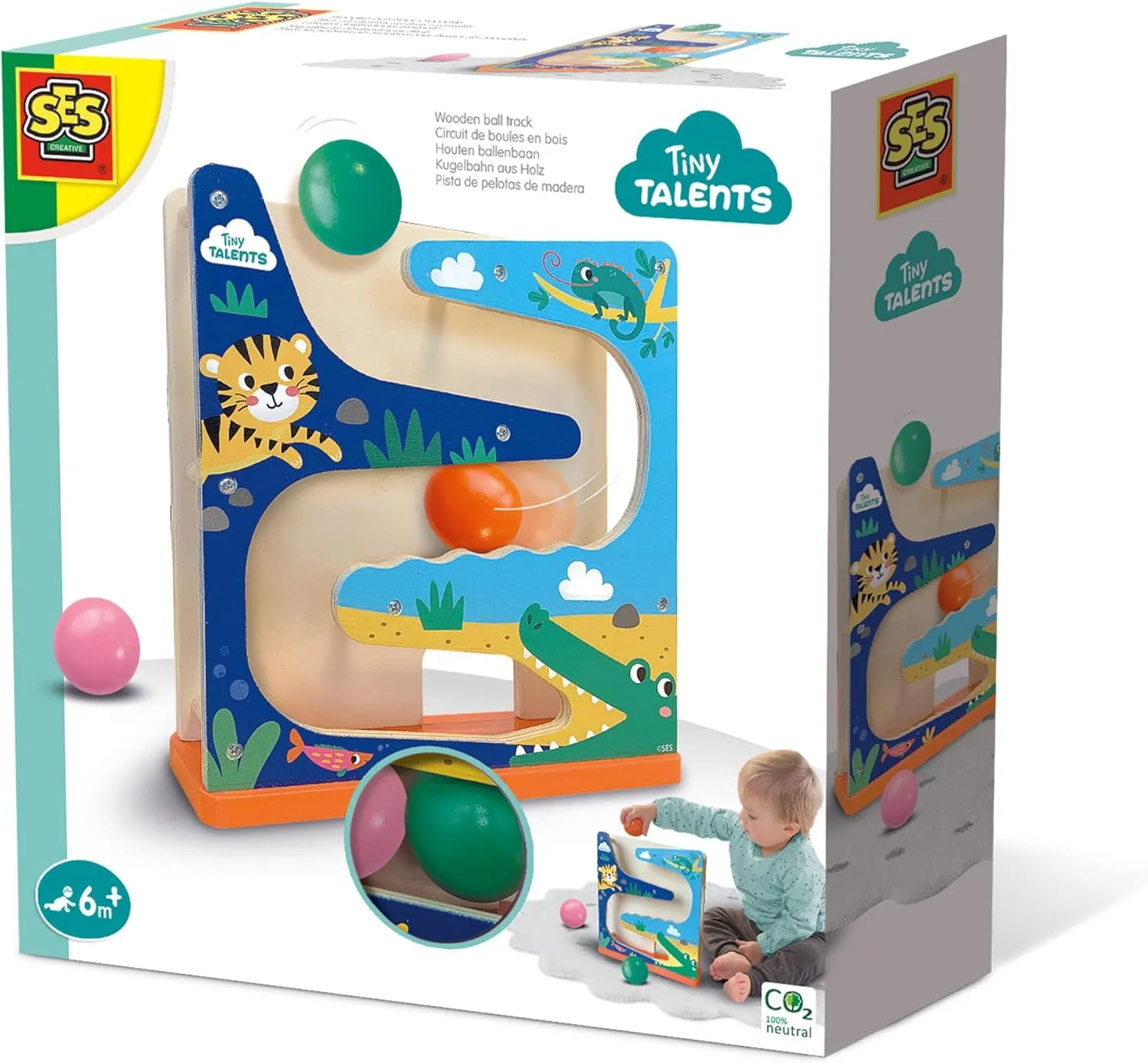 Creative 13144 Wooden Ball Track Crocodile, Multi, One horde humidity severe Size SES 