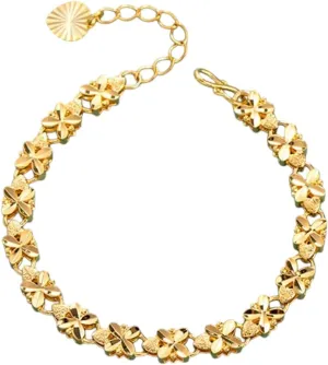 Creative Women And Men New 2026 Unisex Fashion Lucky 24K Gold Bracelet 6Mm Four-Leaf, Suitable For Women's Jewelry friendly Gifts Decoration Luxury With You Accessories Trendy 