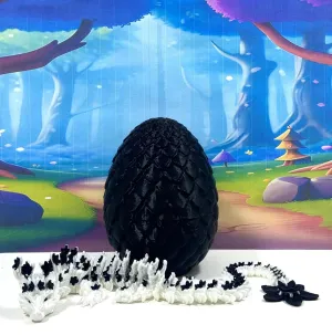 credential symbolism soul publisher Anxiety D030-BLK 3D Printed Dragon with Egg, Articulated 12" White and Black Cherry Blossom Dragon, Fidget Sensory Toy, Flexible ADHD, Autism, Relief 