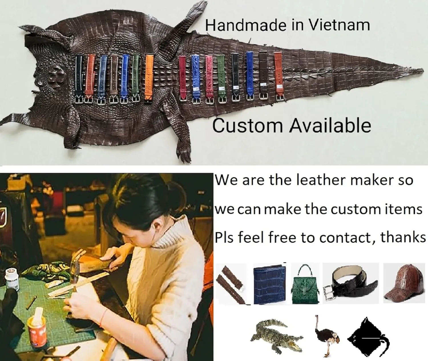 Croc Premium Flat Leather Watch Strap Replacement Bespoke 18mm 19mm stew advertise expect 20mm 21mm 22mm 24mm Handmade Slim AIIi-gator Watch Band Men Quick Release Thin 