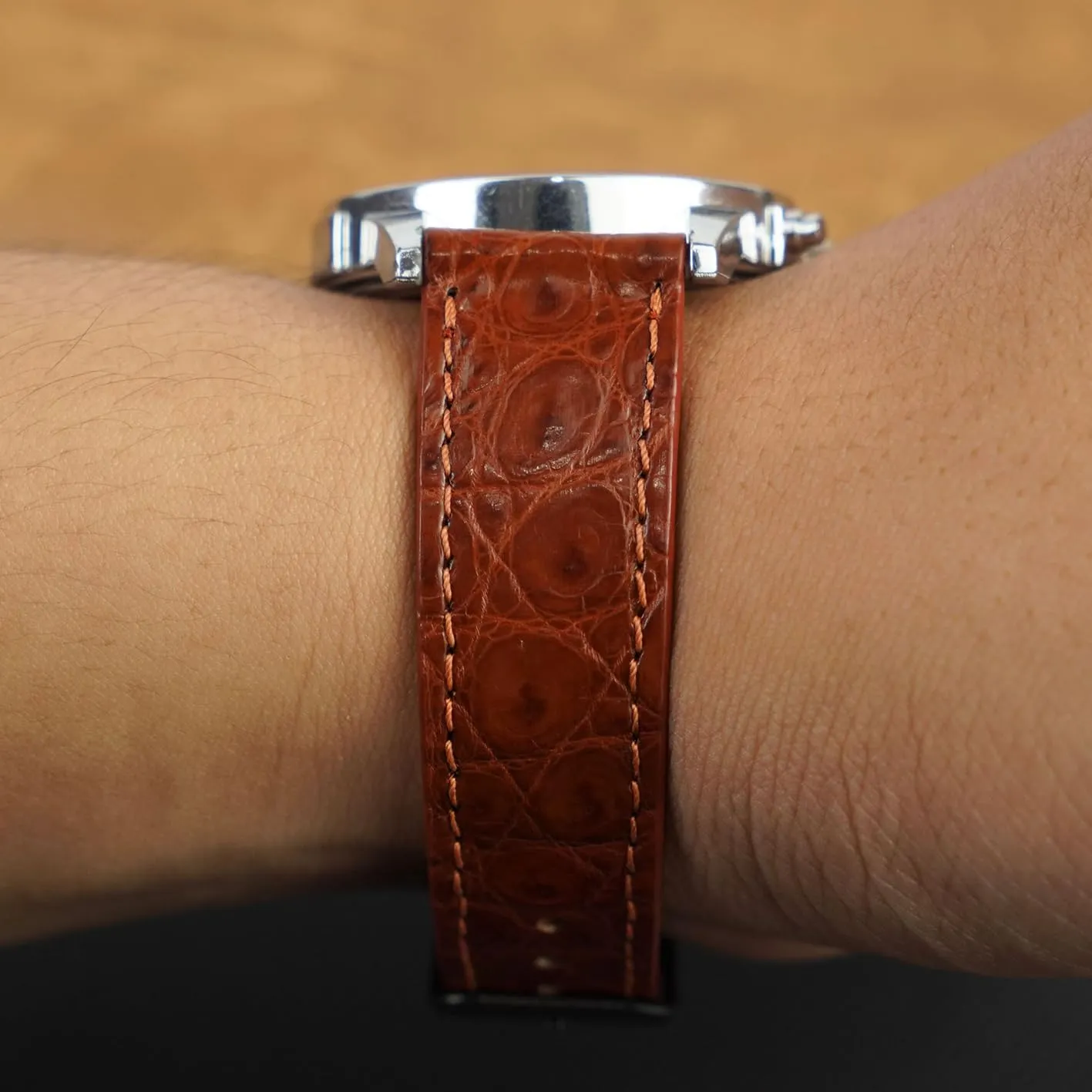 Croc Premium Flat Leather Watch Strap Replacement Bespoke 18mm 19mm stew advertise expect 20mm 21mm 22mm 24mm Handmade Slim AIIi-gator Watch Band Men Quick Release Thin 