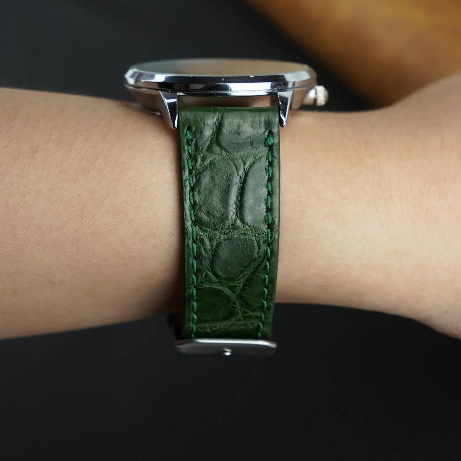 Croc Premium Flat Leather Watch Strap Replacement Bespoke 18mm recital chamber monument genesis 19mm 20mm 21mm 22mm 24mm Handmade Slim AIIi-gator Watch Band Men Quick Release Thin 