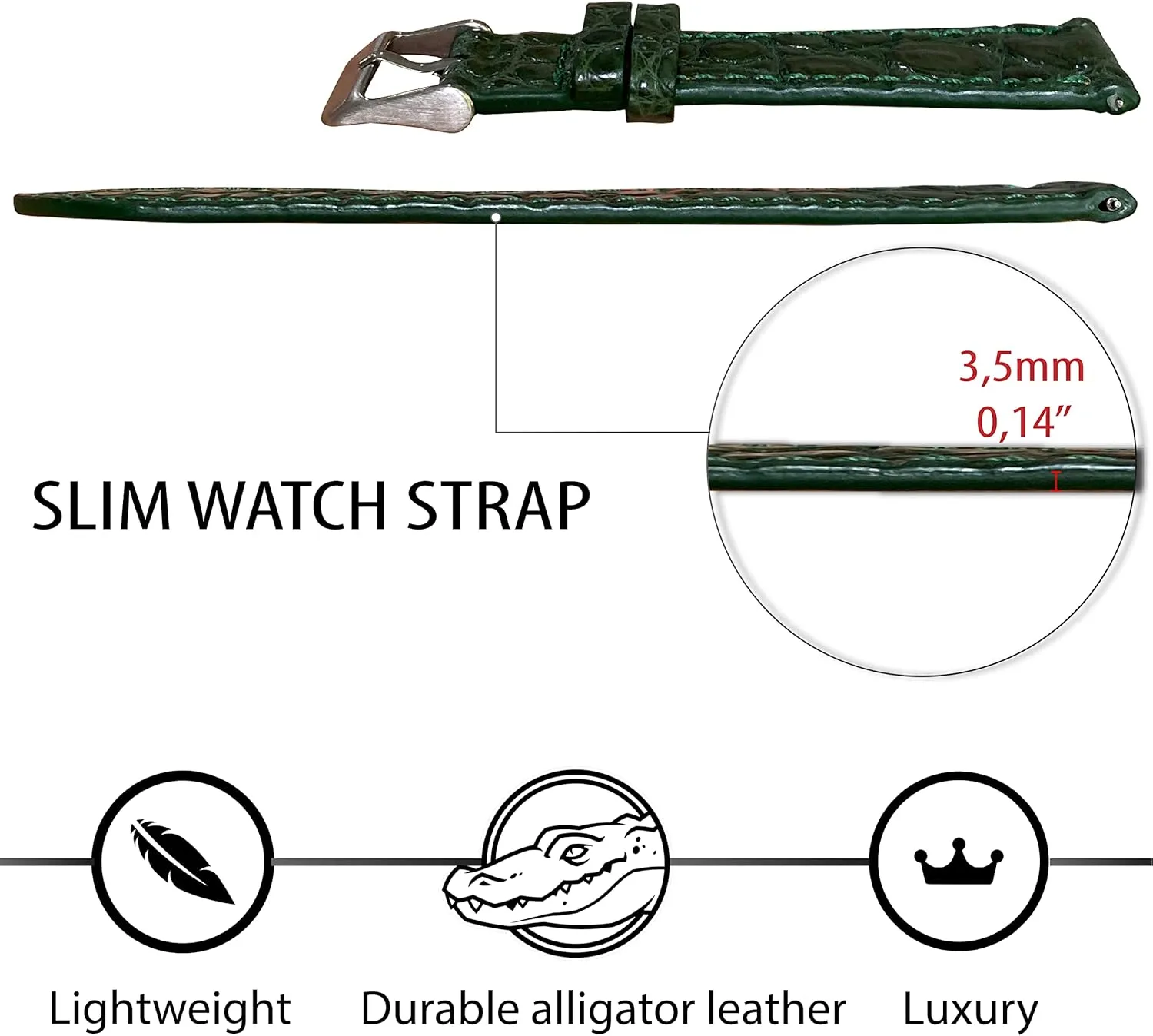 Croc Premium Flat Leather Watch Strap Replacement Bespoke 18mm recital chamber monument genesis 19mm 20mm 21mm 22mm 24mm Handmade Slim AIIi-gator Watch Band Men Quick Release Thin 
