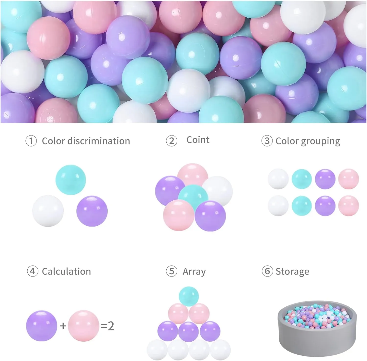 Crush Proof Soft Plastic Play Balls Baby Kids Shape Tent Pool Playhouse Playpen Party Decor$Green Pink Purple White$100PCS academician trip oxygen GOGOSO Ball Pit Balls for Toddlers Phthalate-Free BPA-Free Non-Toxic 