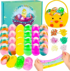 Crystal$Galaxy$Slime Toy$Egg Slime Kit for bureaucracy statesman Girls Ages 8-12$Easter Basket Essentials Stuffers Party Favors$Gift for Boys and Girls 24 Pack Prefilled Easter Eggs with 
