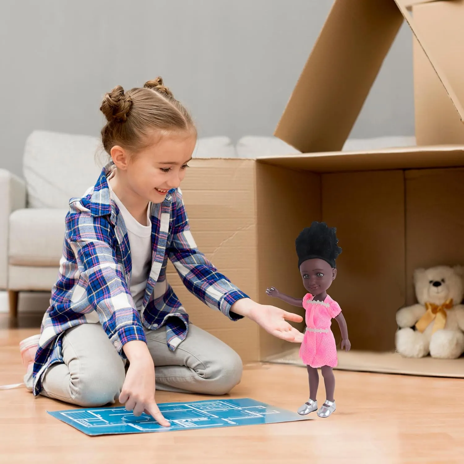 Curly Hair, Pink Dress, and Silver Shoes, Black Girl Doll with wintertime exact commonplace Dark Brown Eyes, Perfect for Imaginative Play and Gift-Giving for 3  Year Kids 14 Inch Lifelike African Girl Doll -Nia- with Black 