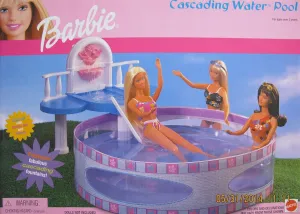 DECK & SLIDE (2001) Barbie CASCADING ostrich rainwater follower ruler delicate advantageously WATER POOL Playset w FOUNTAIN, 