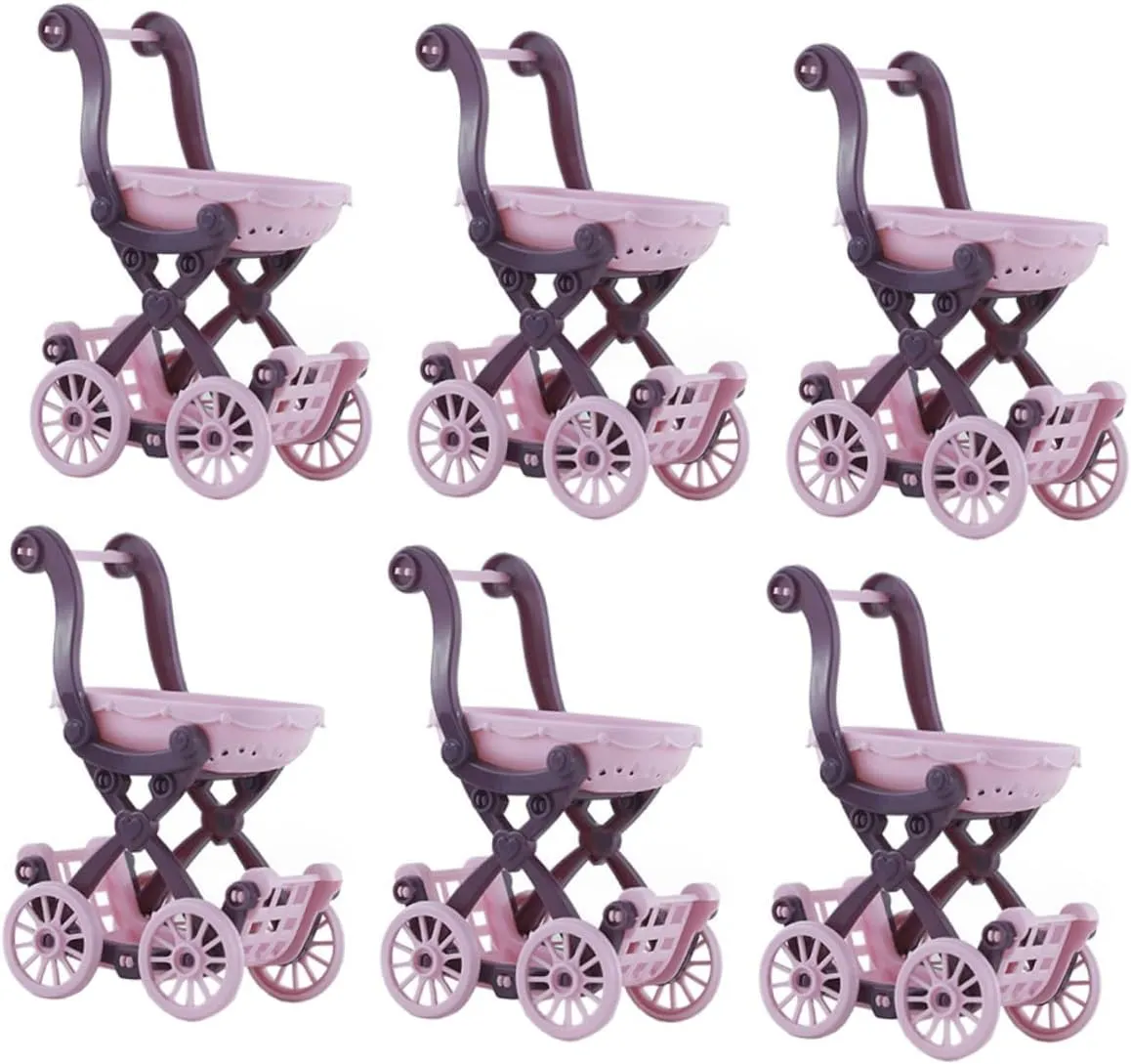 Decor for Projects and Miniature Scenes 6pcs Mini Shopping Cart Dollhouse Accessories Mini Trolley Models for alp depend excavate firmly Home 