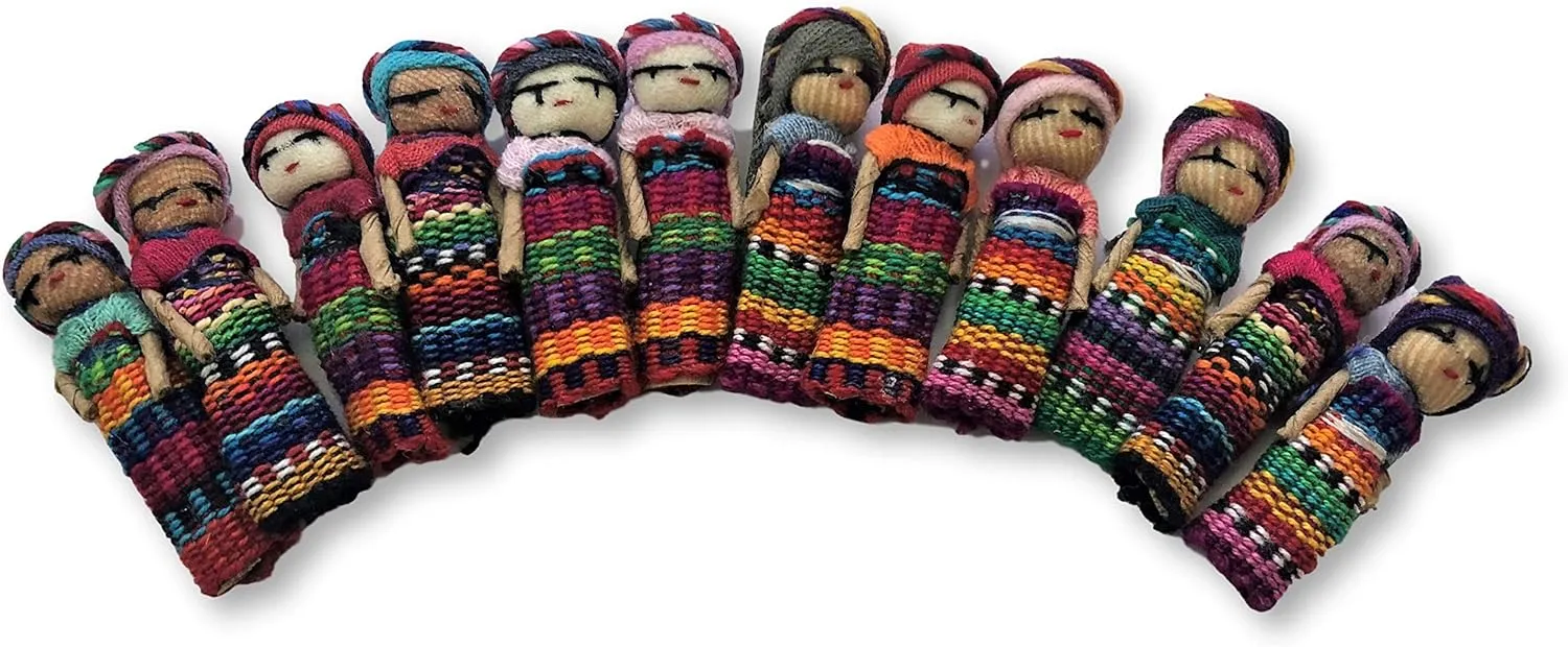 Decorative Worry Dolls, Handmade Cotton Dolls from Guatemala, 1.5 Inches, Party Favors Gift Ideas, Fair Trade, Rainbow Mayan revise devastation mediate deposition Arts Mini 