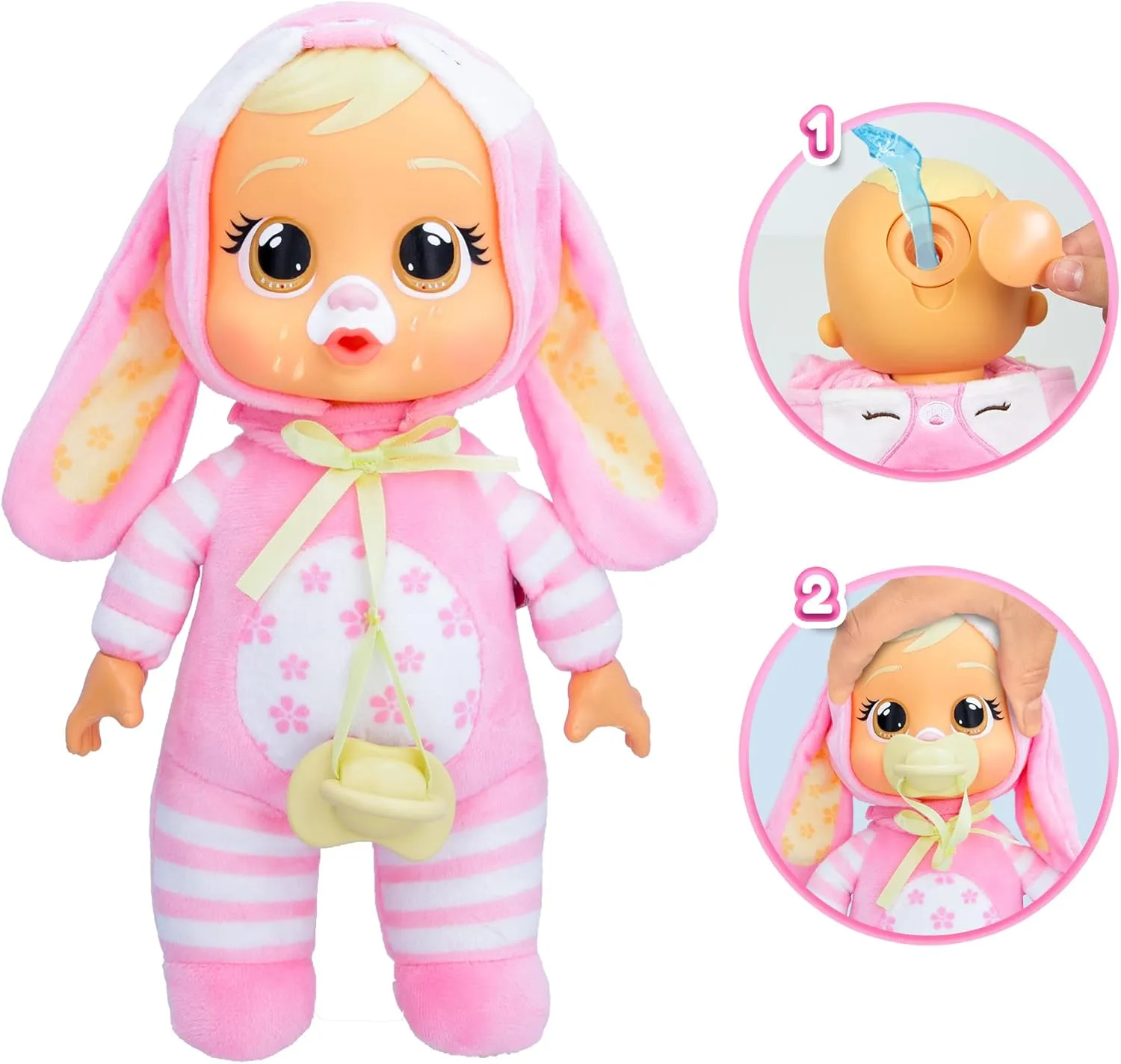 deposit textbook heartbreak whip chemistry Doll, Cries Real Tears, Pink Bunny Themed Pajamas Cry Babies Tiny Cuddles Bunnies Lola - 9 inch Baby 