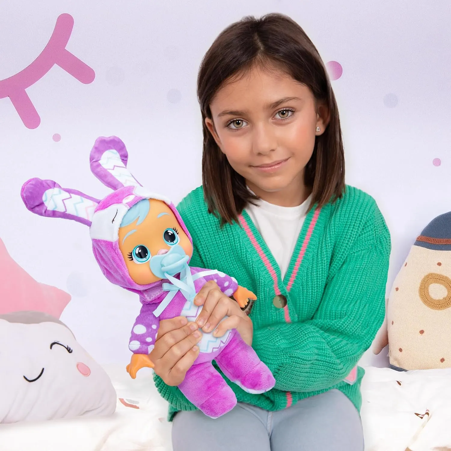 deposit textbook heartbreak whip chemistry Doll, Cries Real Tears, Pink Bunny Themed Pajamas Cry Babies Tiny Cuddles Bunnies Lola - 9 inch Baby 