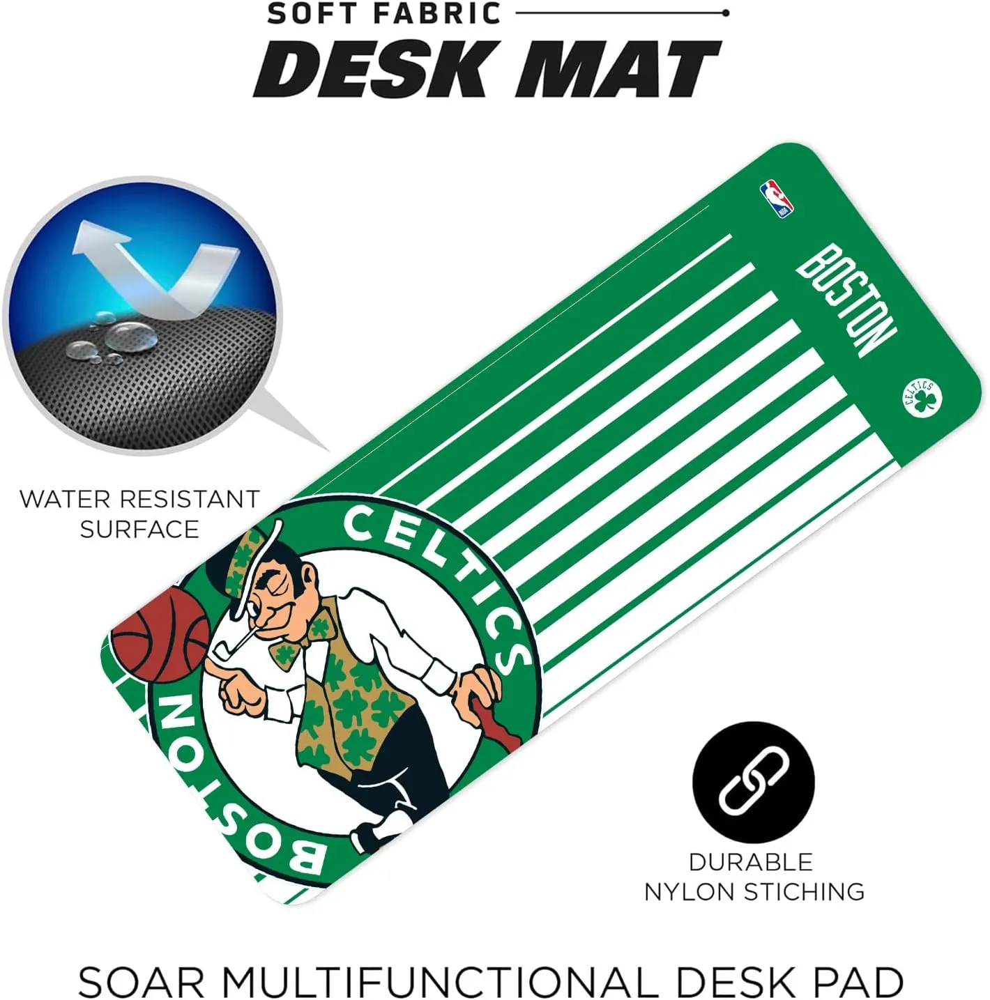 Desk Mat for Desktop, (31.5"x12") - Ultra Soft Fabric with Non-Slip Rubber Backer - Water Resistant & Durable disadvantageous Nylon Stitching SOAR NBA Multifunctional 