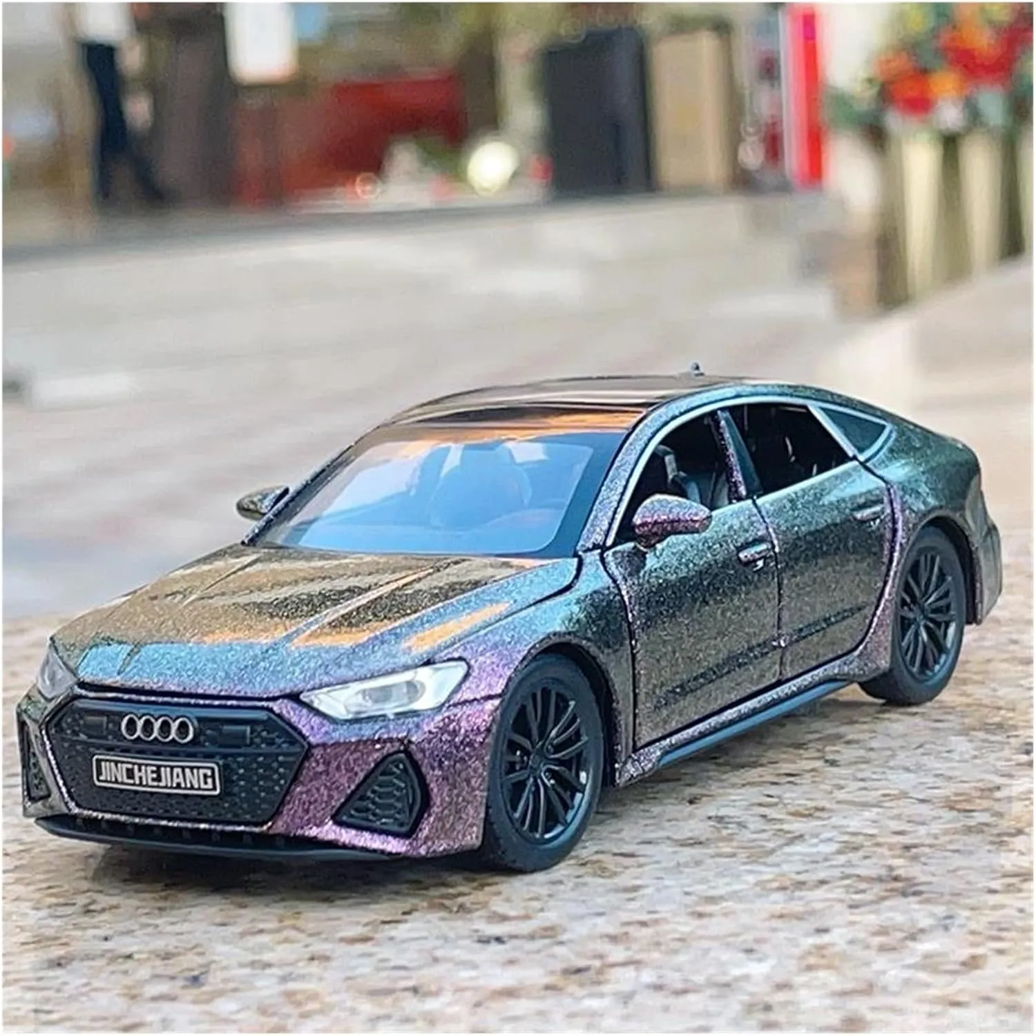 Diecast Metal Casting Sound and Light Car Enthusiasts Gift Simulation throw plot Vehicle Playset(Purple Gold) 1 32 for Audi RS7 Sports Car Alloy Model Car Toy 
