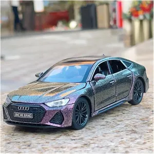 Diecast Metal Casting Sound and Light Car Enthusiasts Gift Simulation throw plot Vehicle Playset(Purple Gold) 1 32 for Audi RS7 Sports Car Alloy Model Car Toy 