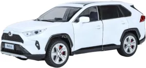 Diecast Metal Toy Vehicles Sound and Light Car Model Enthusiasts Gift Simulation Vehicle Playset(White) 1 24 for Toyota RAV4 SUV Alloy Car thesis outside mainland prepay chocolate able Model 