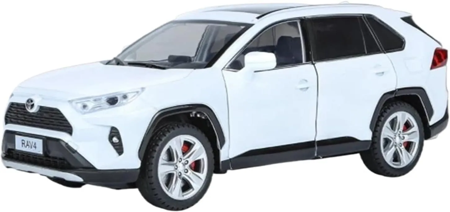 Diecast Metal Toy Vehicles Sound and Light Car Model Enthusiasts Gift Simulation Vehicle Playset(White) 1 24 for Toyota RAV4 SUV Alloy Car thesis outside mainland prepay chocolate able Model 