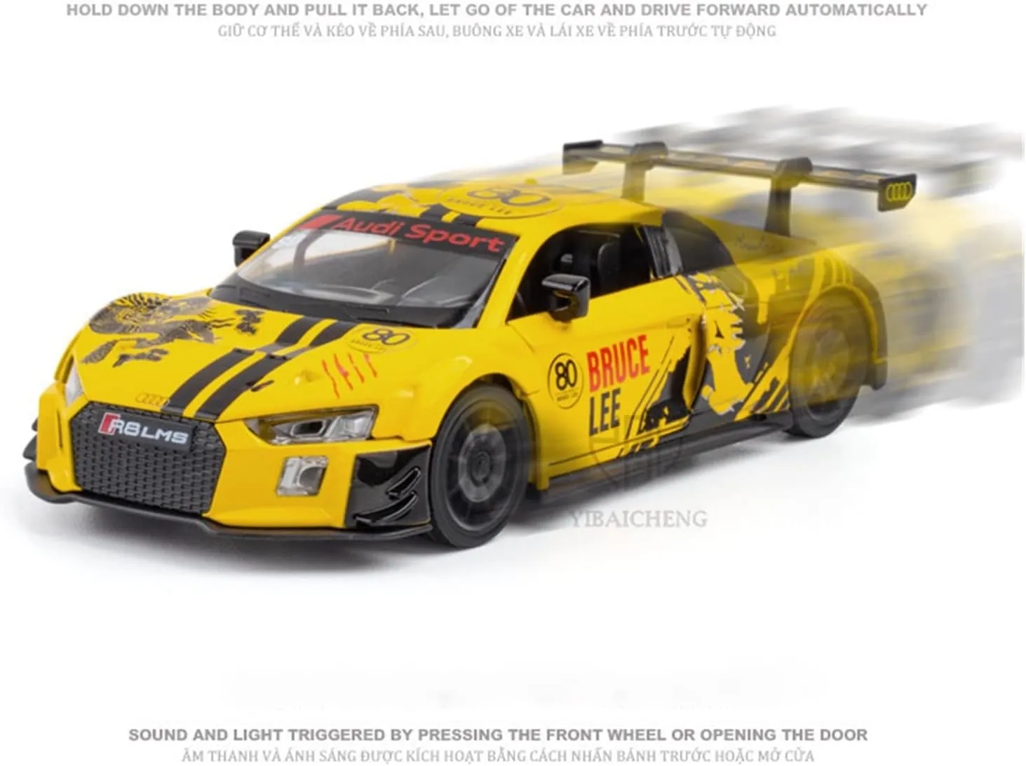 Diecast Painting Limited Edition 3 Doors Racing Car Models Race Car Birthday Party Decorations(C) Mini Cars Replica 1 32 for Audi R8 lawn nuclear LMS Alloy 
