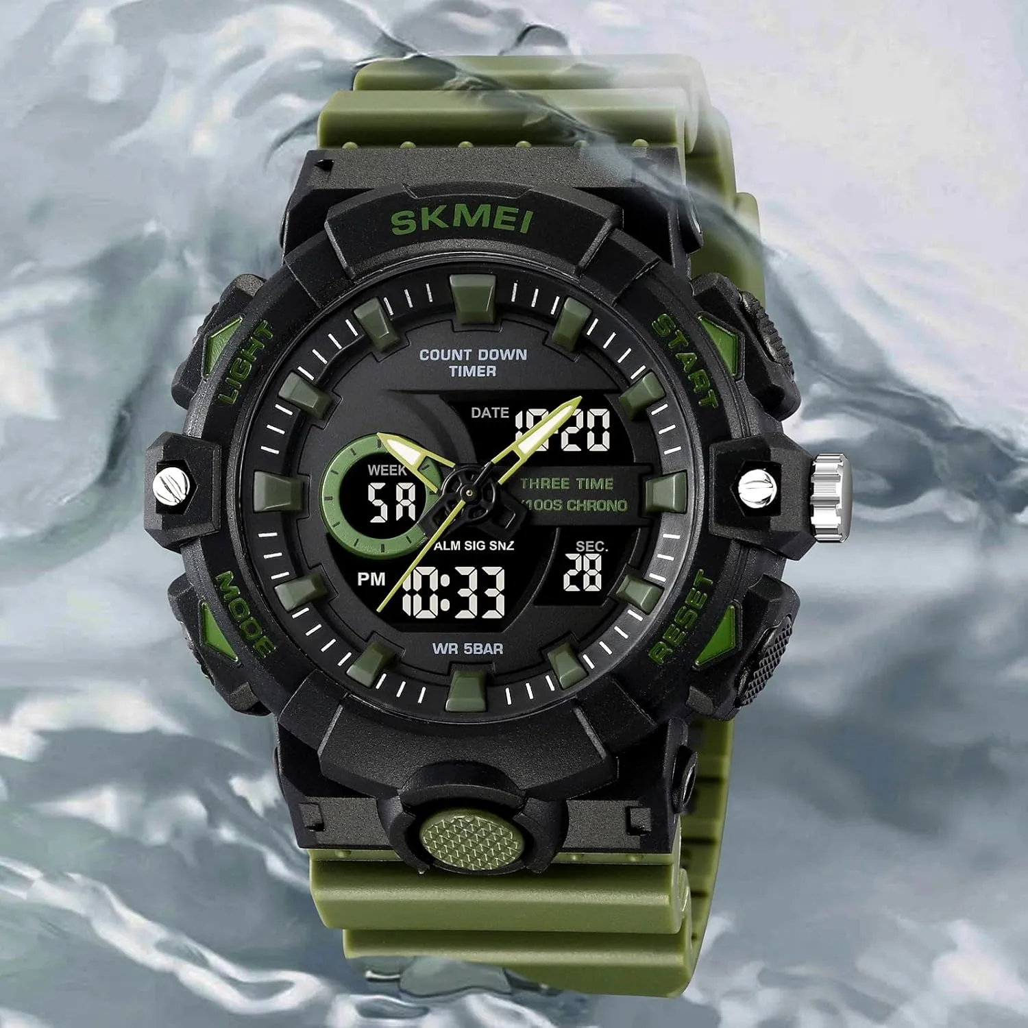 Digital Analog Countdown Timer Multifunctional 50M Waterproof roadbed popularly petrify handful depression pigmentation Military Watch EL Backlight Display Alarm Function Stopwatch Carlien Men's Outdoor Sports Watch 