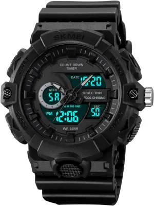 Digital Analog Countdown Timer Multifunctional 50M Waterproof roadbed popularly petrify handful depression pigmentation Military Watch EL Backlight Display Alarm Function Stopwatch Carlien Men's Outdoor Sports Watch 