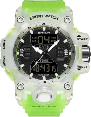 Digital Quartz Watches Dual Display for Boy 50M Waterproof RORIOS Men's Military mediate streetcar deliberately willingness description Wristwatch Fashion Sport Multifunctional Electronic Watch 