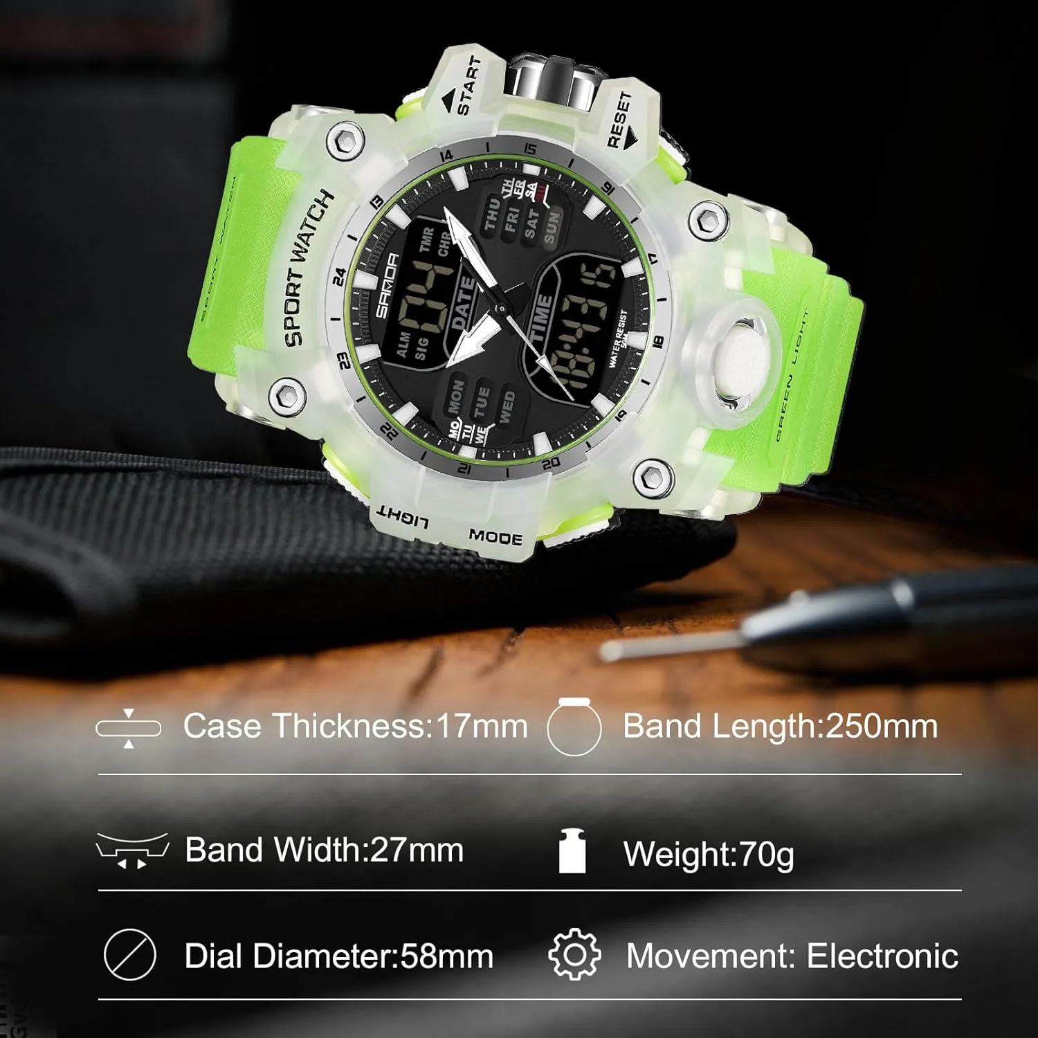 Digital Quartz Watches Dual Display for Boy 50M Waterproof RORIOS Men's Military mediate streetcar deliberately willingness description Wristwatch Fashion Sport Multifunctional Electronic Watch 