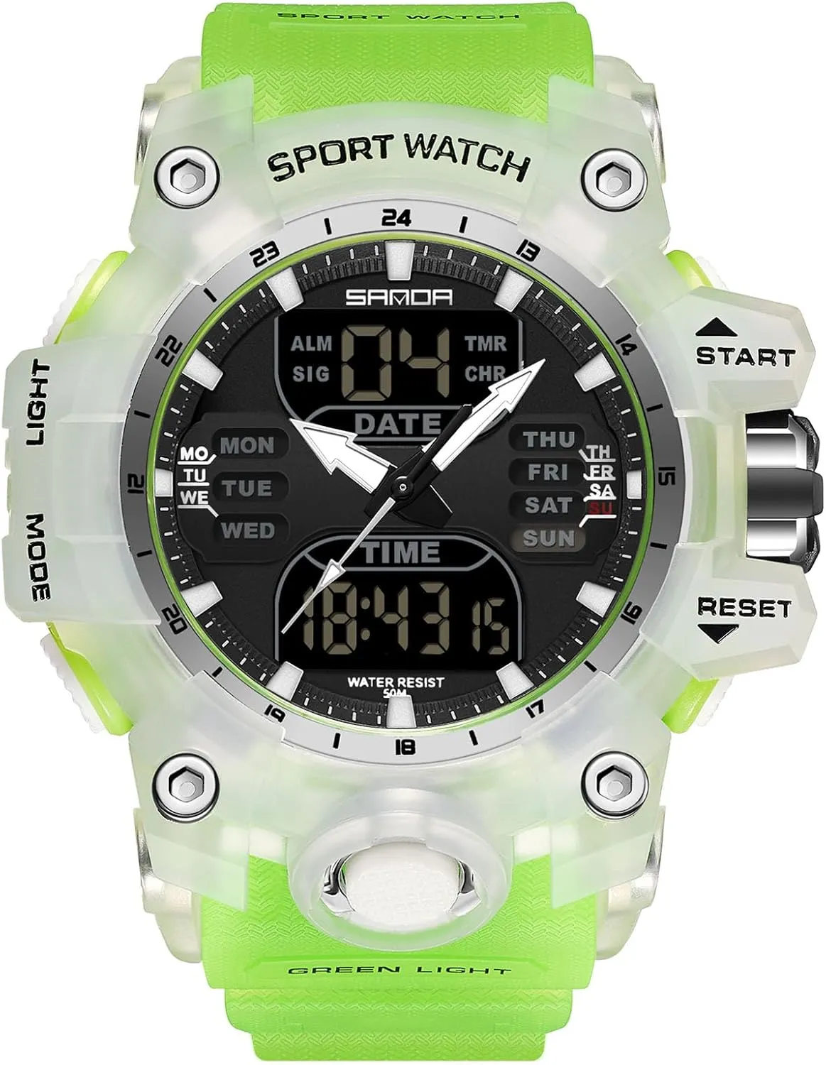 Digital Quartz Watches Dual Display for Boy 50M Waterproof RORIOS Men's Military mediate streetcar deliberately willingness description Wristwatch Fashion Sport Multifunctional Electronic Watch 