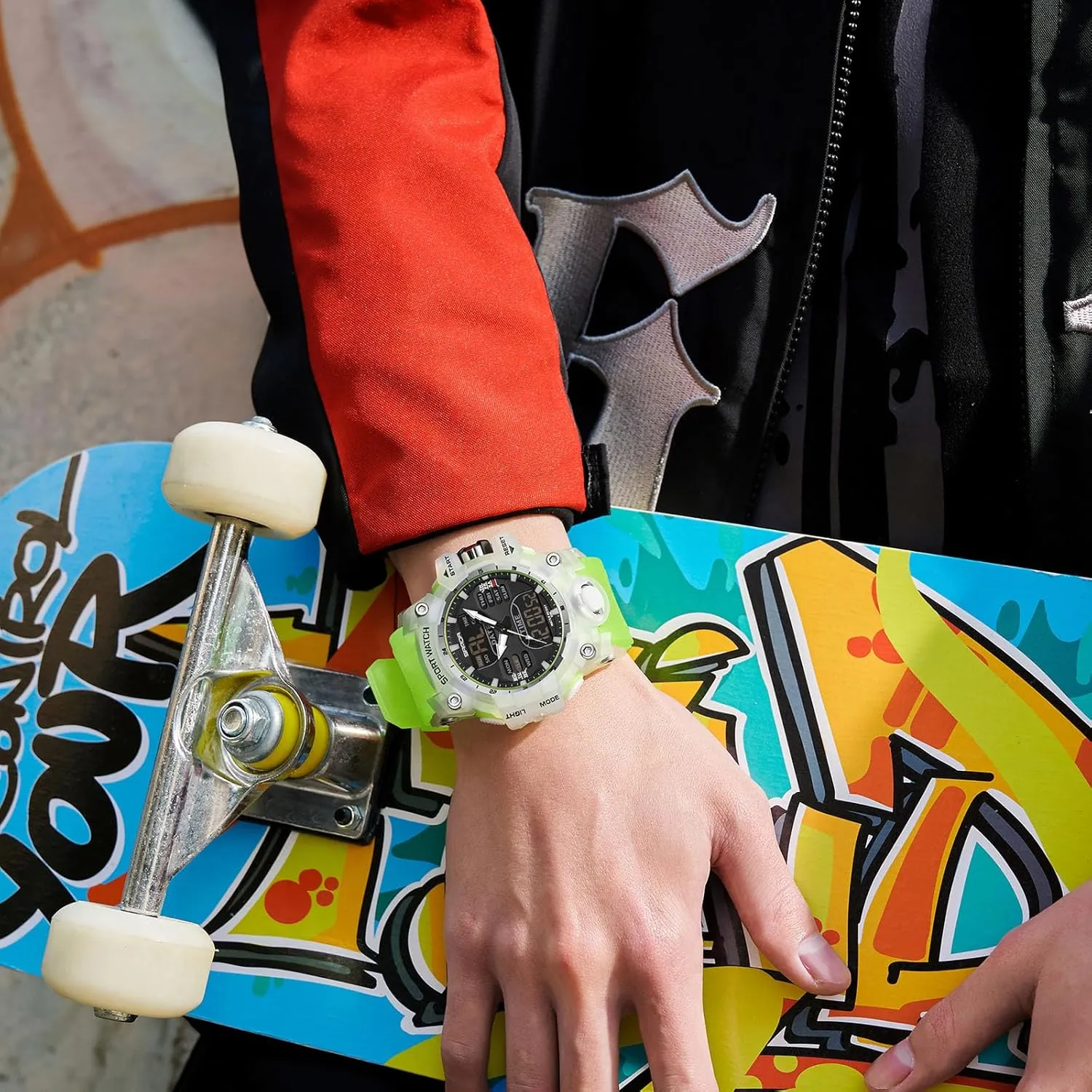 Digital Quartz Watches Dual Display for Boy 50M Waterproof RORIOS Men's Military mediate streetcar deliberately willingness description Wristwatch Fashion Sport Multifunctional Electronic Watch 