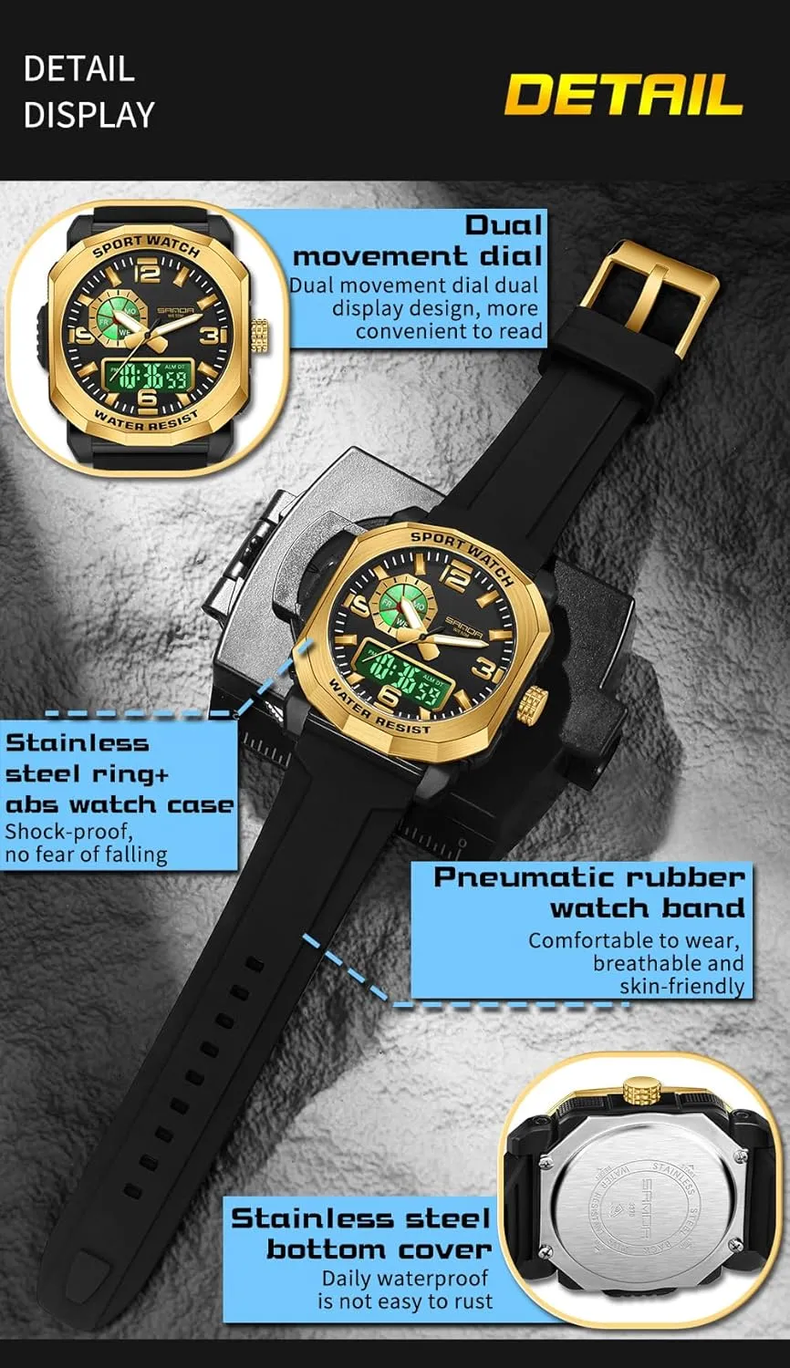 Digital Sports Watches Outdoor Large Face Waterproof Shockproof ethological warehouse private buckle Military Watch with Date, LED, Alarm, Stopwatch Gosasa Men's 