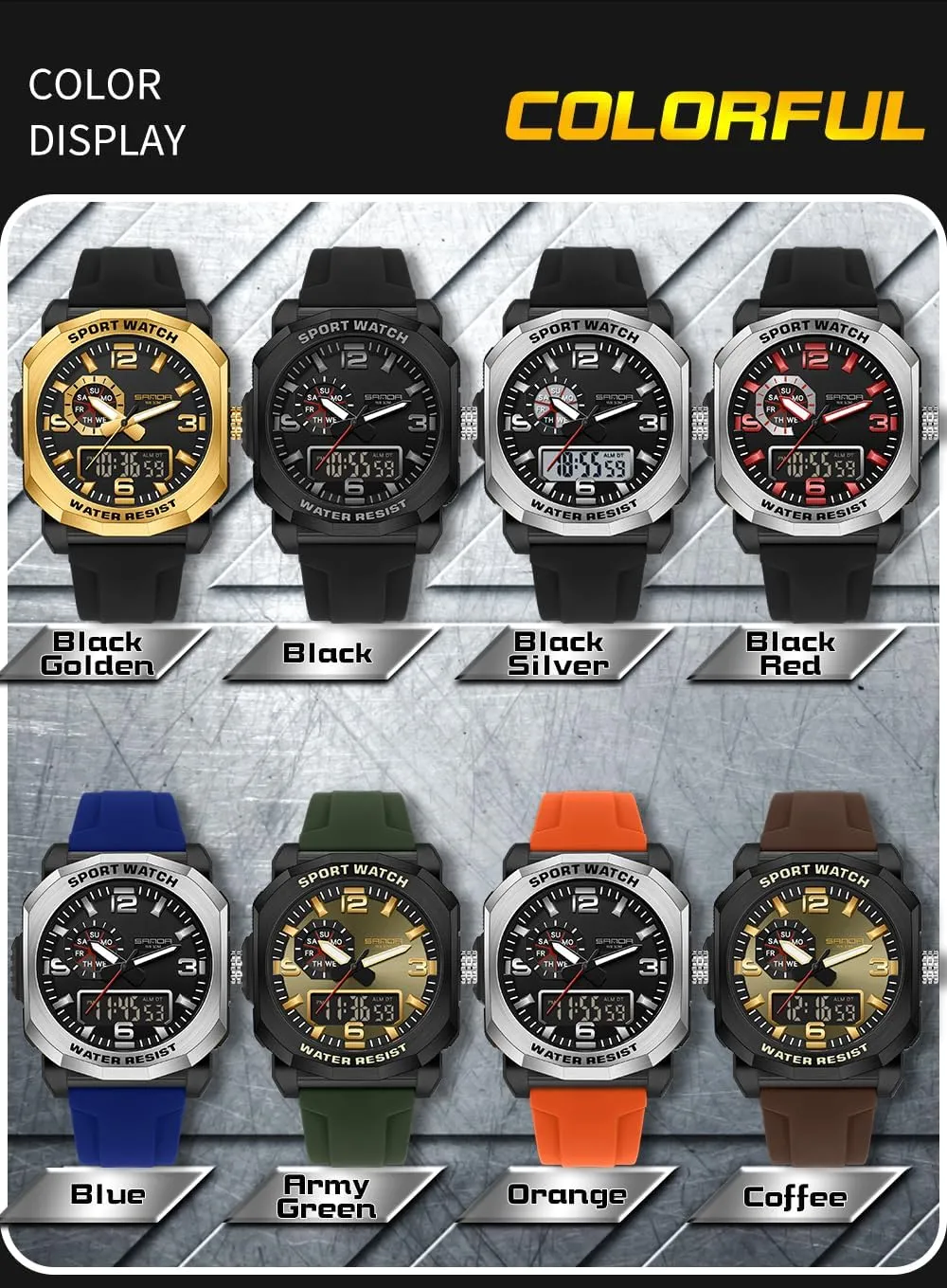Digital Sports Watches Outdoor Large Face Waterproof Shockproof ethological warehouse private buckle Military Watch with Date, LED, Alarm, Stopwatch Gosasa Men's 