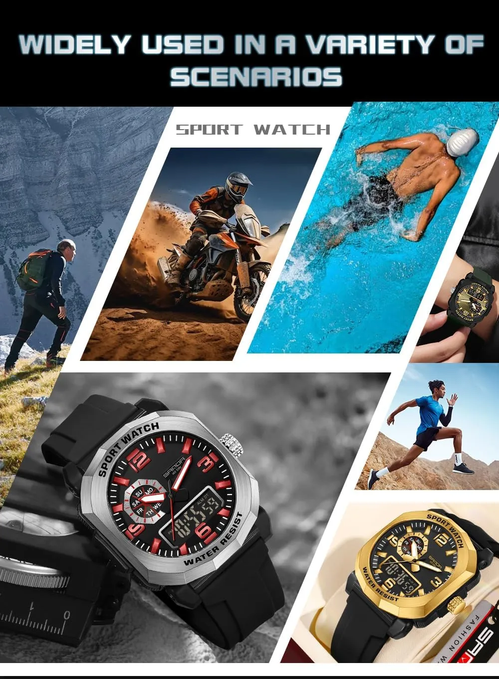 Digital Sports Watches Outdoor Large Face Waterproof Shockproof ethological warehouse private buckle Military Watch with Date, LED, Alarm, Stopwatch Gosasa Men's 