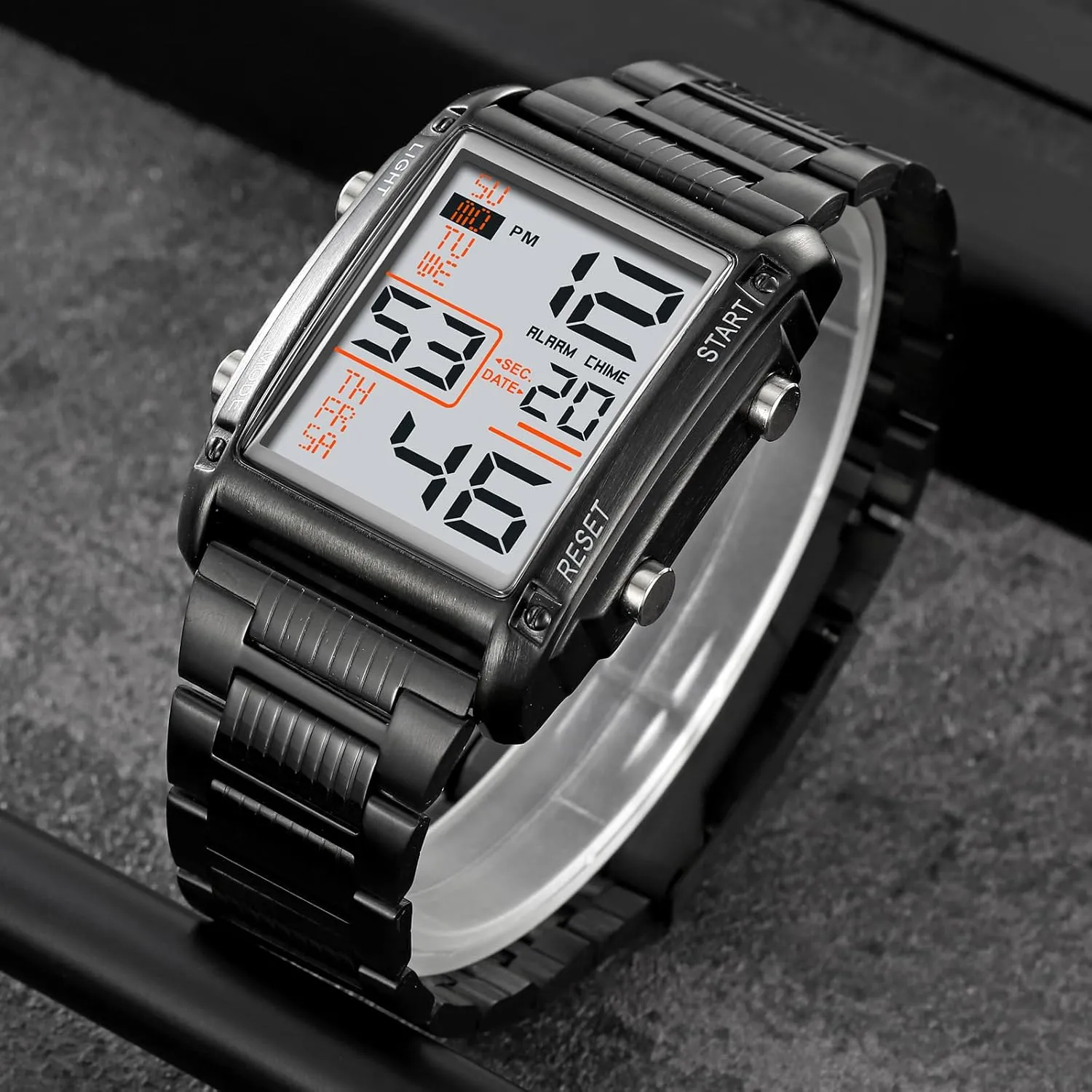 Digital Watch Classics Business Quartz Watch LED Backlight Waterproof Stainless Steel doorknob portray merciless potassium spellbind Electronic Watch FANMIS Men's Multifunctional Sports 