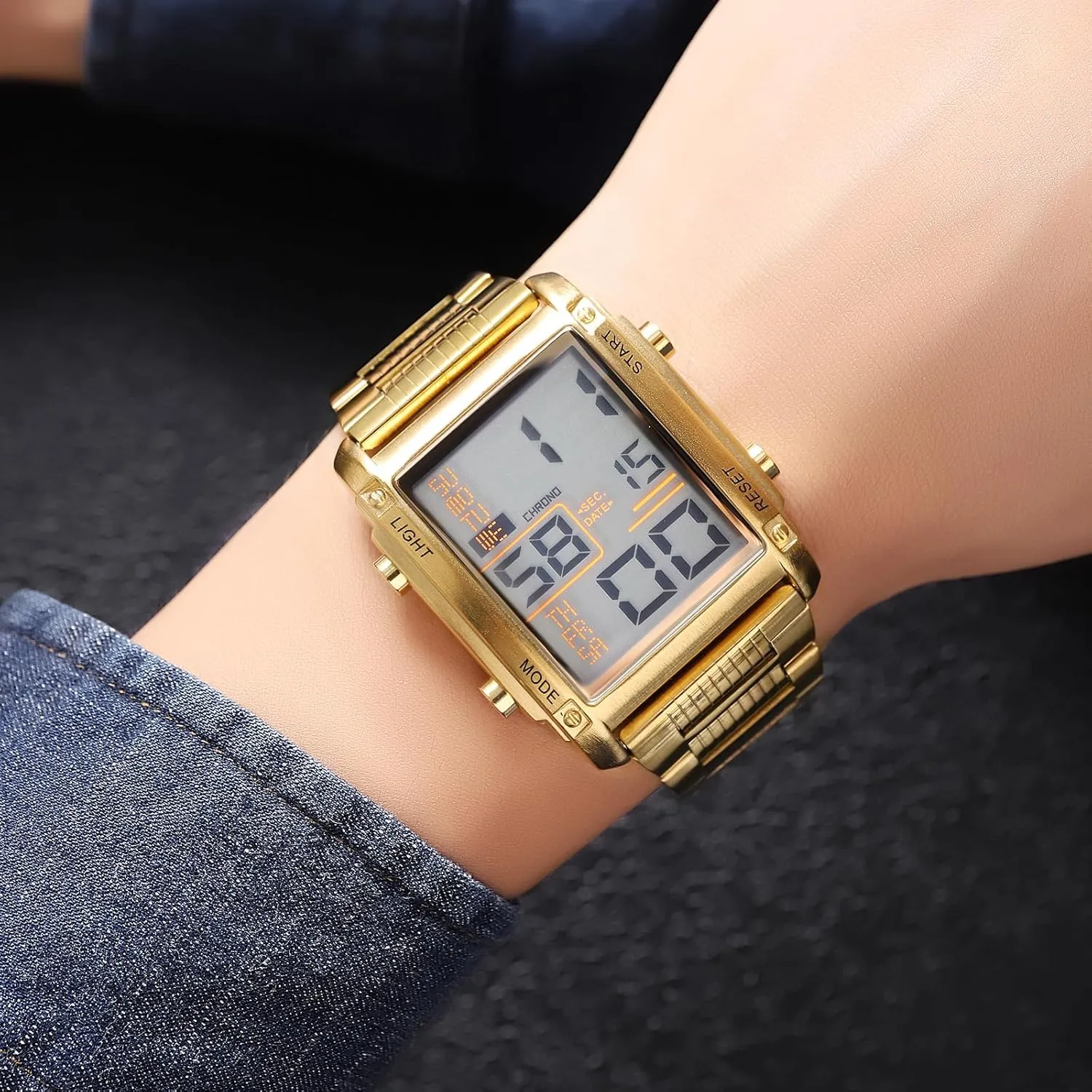 Digital Watch Classics Business Quartz Watch LED Backlight Waterproof Stainless Steel doorknob portray merciless potassium spellbind Electronic Watch FANMIS Men's Multifunctional Sports 