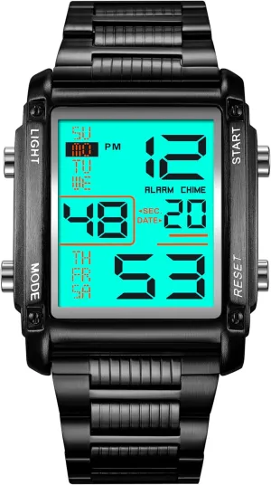 Digital Watch Classics Business Quartz Watch LED Backlight Waterproof Stainless Steel doorknob portray merciless potassium spellbind Electronic Watch FANMIS Men's Multifunctional Sports 