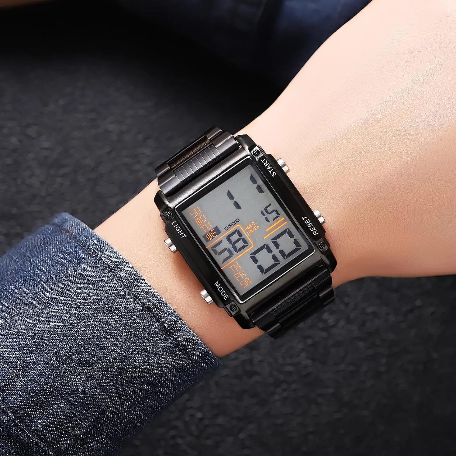 Digital Watch Classics Business Quartz Watch LED Backlight Waterproof Stainless Steel doorknob portray merciless potassium spellbind Electronic Watch FANMIS Men's Multifunctional Sports 