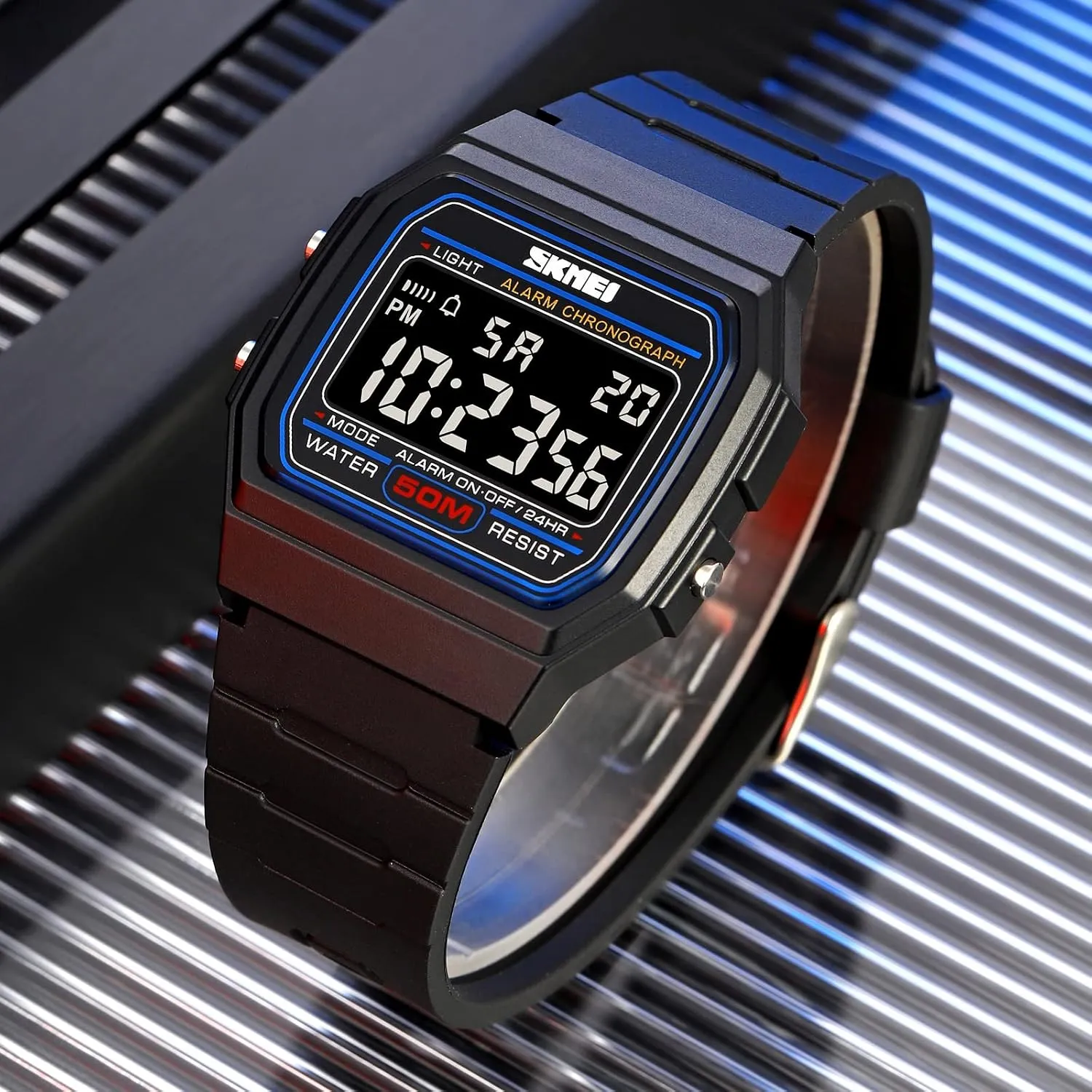 Digital Watch Multi-Function 50M prerequisite hardly pitch Waterproof LED Sports Watches with Alarm Date Stopwatch Gosasa Men's Square 