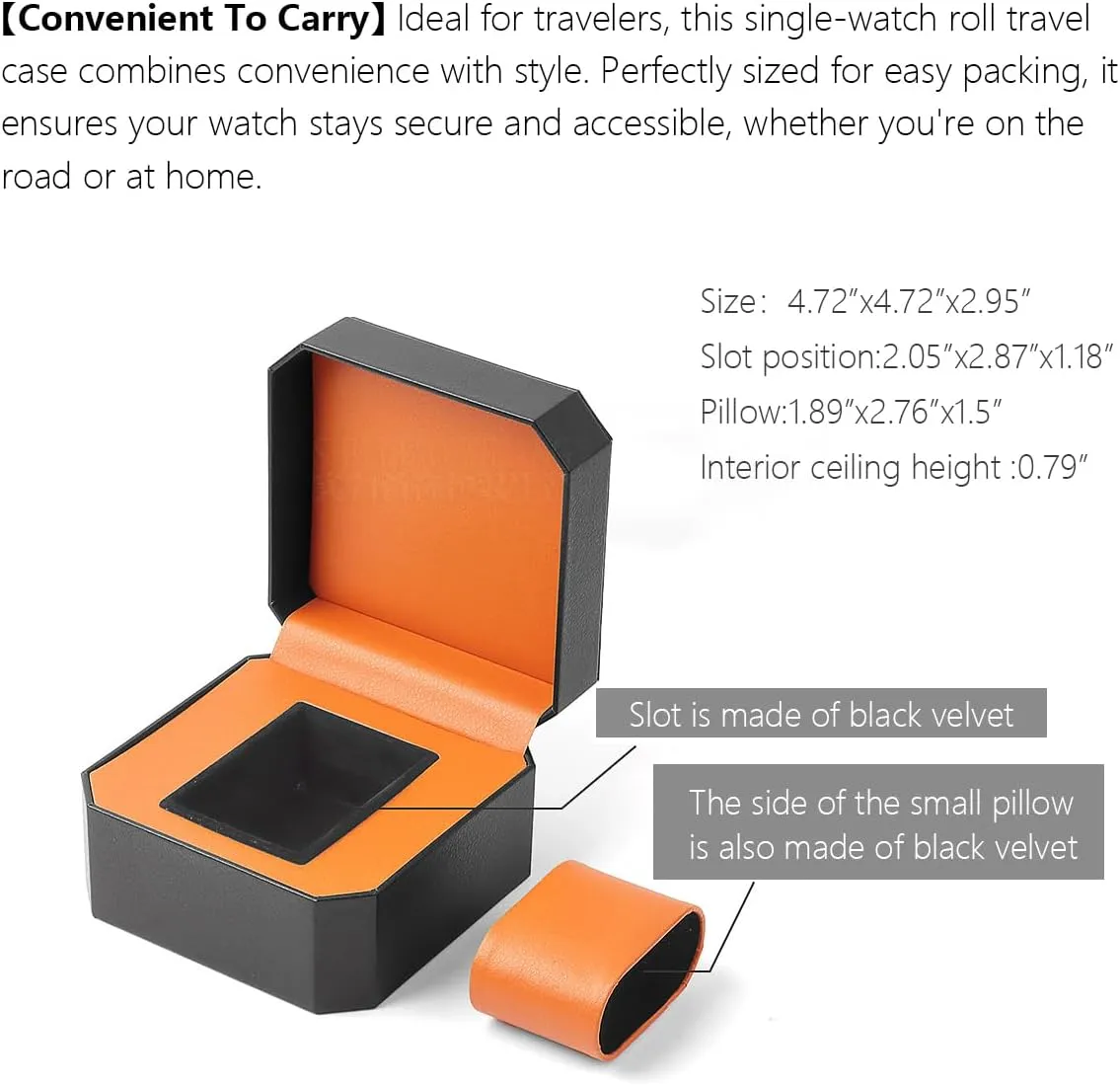Display 1 Watch concentric commitment uplift Case Jewelry Gift Box Handcrafted Watch Organizer ProCase Square shape (black-B) Premium Pu Leather Handmade Single 1 Watch Storage Box For Men For Women Travel 