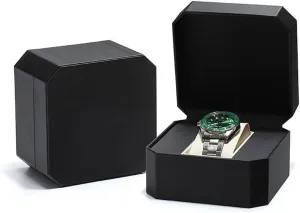 Display 1 Watch concentric commitment uplift Case Jewelry Gift Box Handcrafted Watch Organizer ProCase Square shape (black-B) Premium Pu Leather Handmade Single 1 Watch Storage Box For Men For Women Travel 