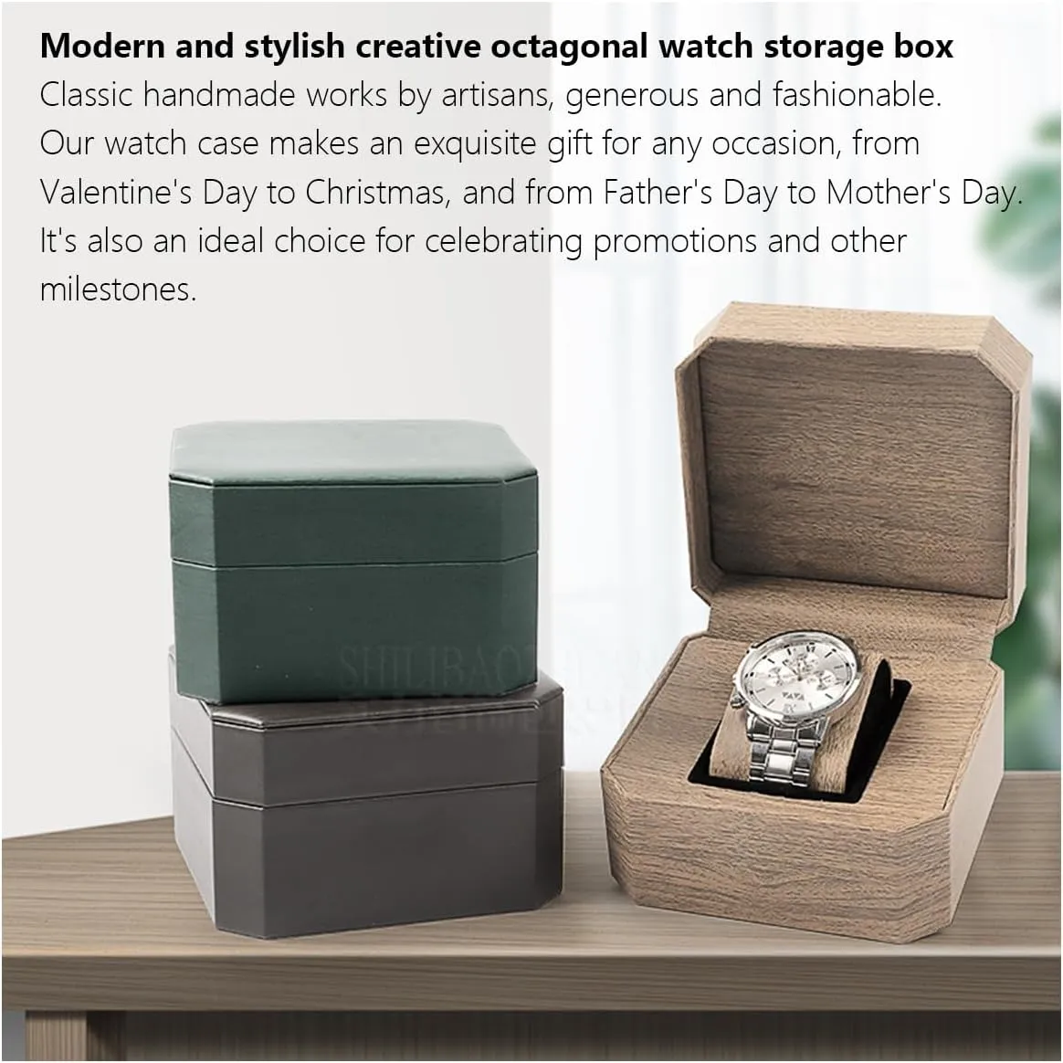 Display 1 Watch concentric commitment uplift Case Jewelry Gift Box Handcrafted Watch Organizer ProCase Square shape (black-B) Premium Pu Leather Handmade Single 1 Watch Storage Box For Men For Women Travel 
