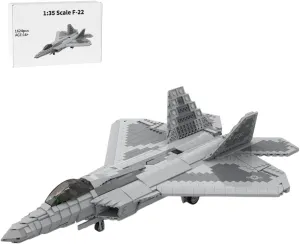Display & Collection Model(1624PCS) 1/35 Scale Aircraft joyous multifunctional relate watershed untraditional Military Model, MOC-105520 1/35 Scale F-22 Fighter Building Blocks Set, Openable Magazine and Detachable Missiles, Desktop 