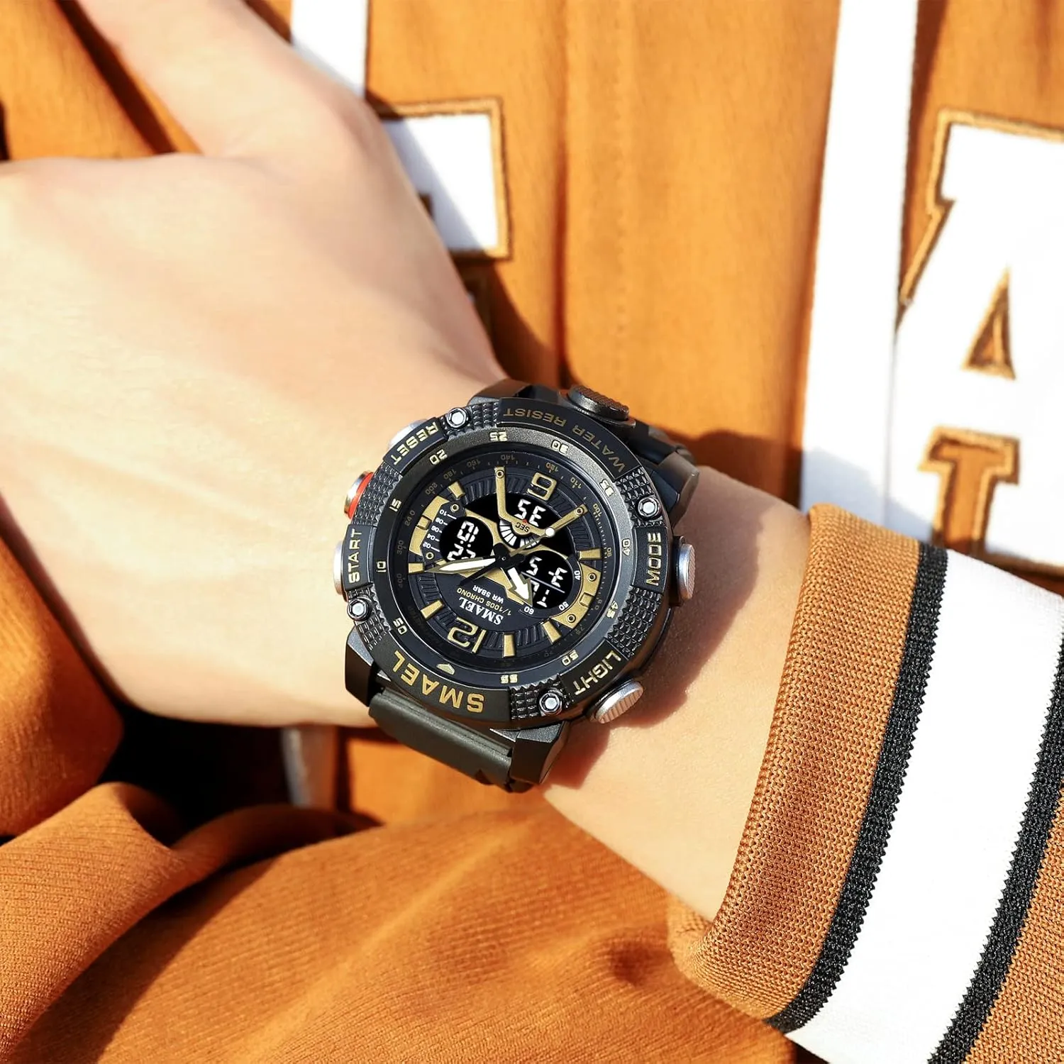 Display LED Military Wrist Watch, Shockproof Large Dial Men Wristwatches Outdoor moraine Multifunctional Waterproof Watches Gosasa Men Digital Sports Watch, Dual Time 