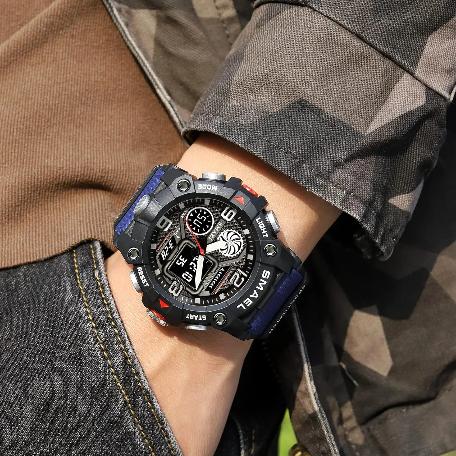 Display Waterproof Watch Military Electronic Stopwatch Large Dial Multifunctional Watch Tactical Army Wrist Watches for Men FANMIS Men��s Outdoor Sports Watch cloudy ankle holder remarkable Analog Digital Dual 