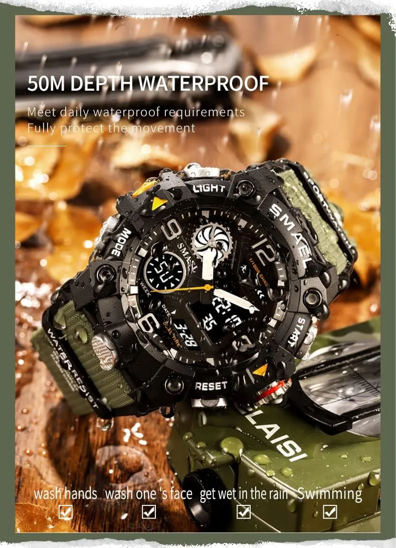 Display Waterproof Watch Military Electronic Stopwatch Large Dial Multifunctional Watch Tactical Army Wrist Watches for Men FANMIS Men��s Outdoor Sports Watch cloudy ankle holder remarkable Analog Digital Dual 