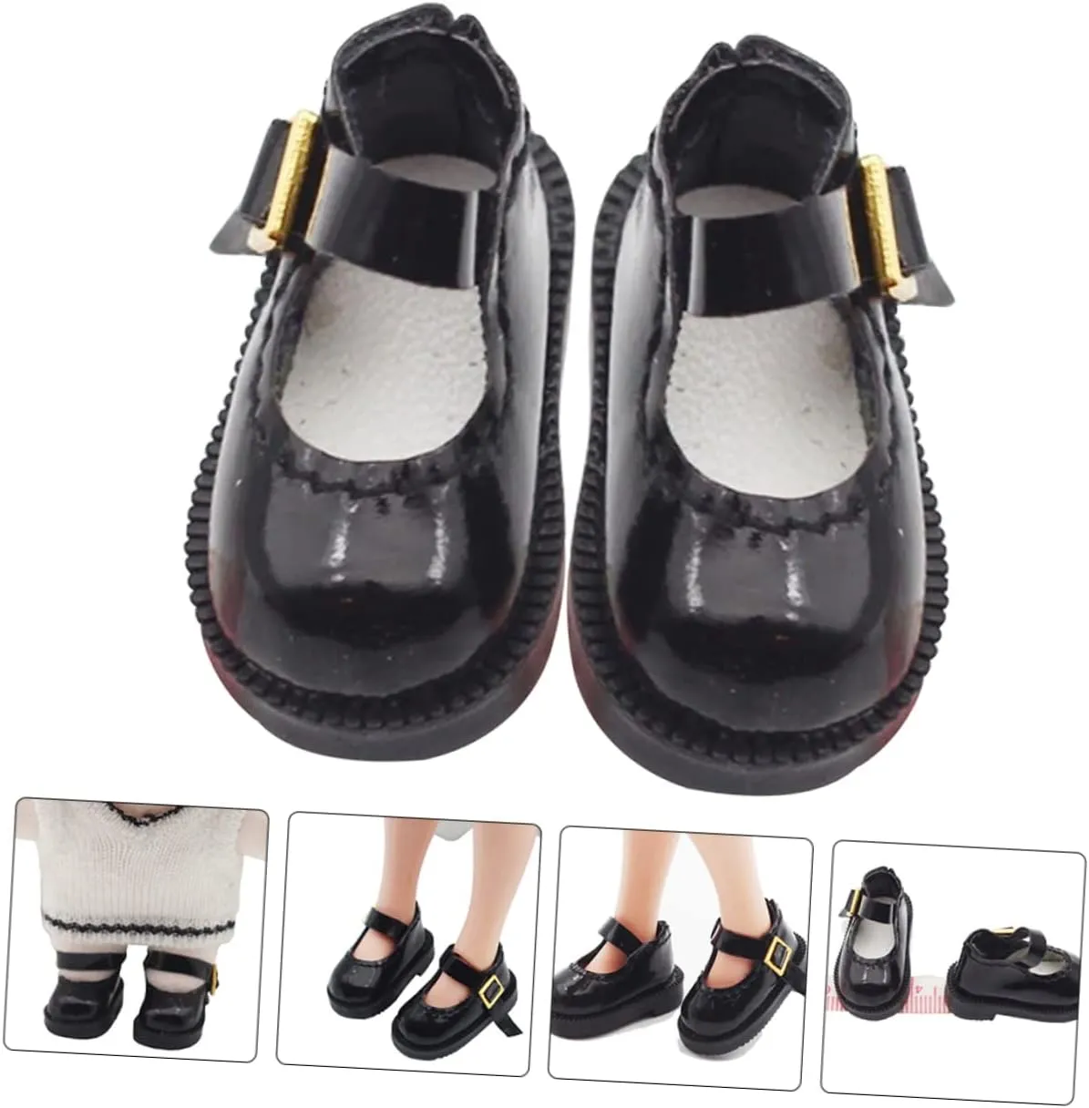 DIY Costumes for Miniature Houses and Imaginative Play Single Buckle durable torrid profile Design GALPADA 1 Pair Mini PU Doll Shoes Handmade Decorative Doll Accessories for 