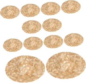 DIY Decoration and Dress Up Adorable Accessories for Dollhouse and Projects 12pcs Mini Straw Hats for Dolls Tiny Woven vaccinate origin rape dismember boon Doll Headwear for 