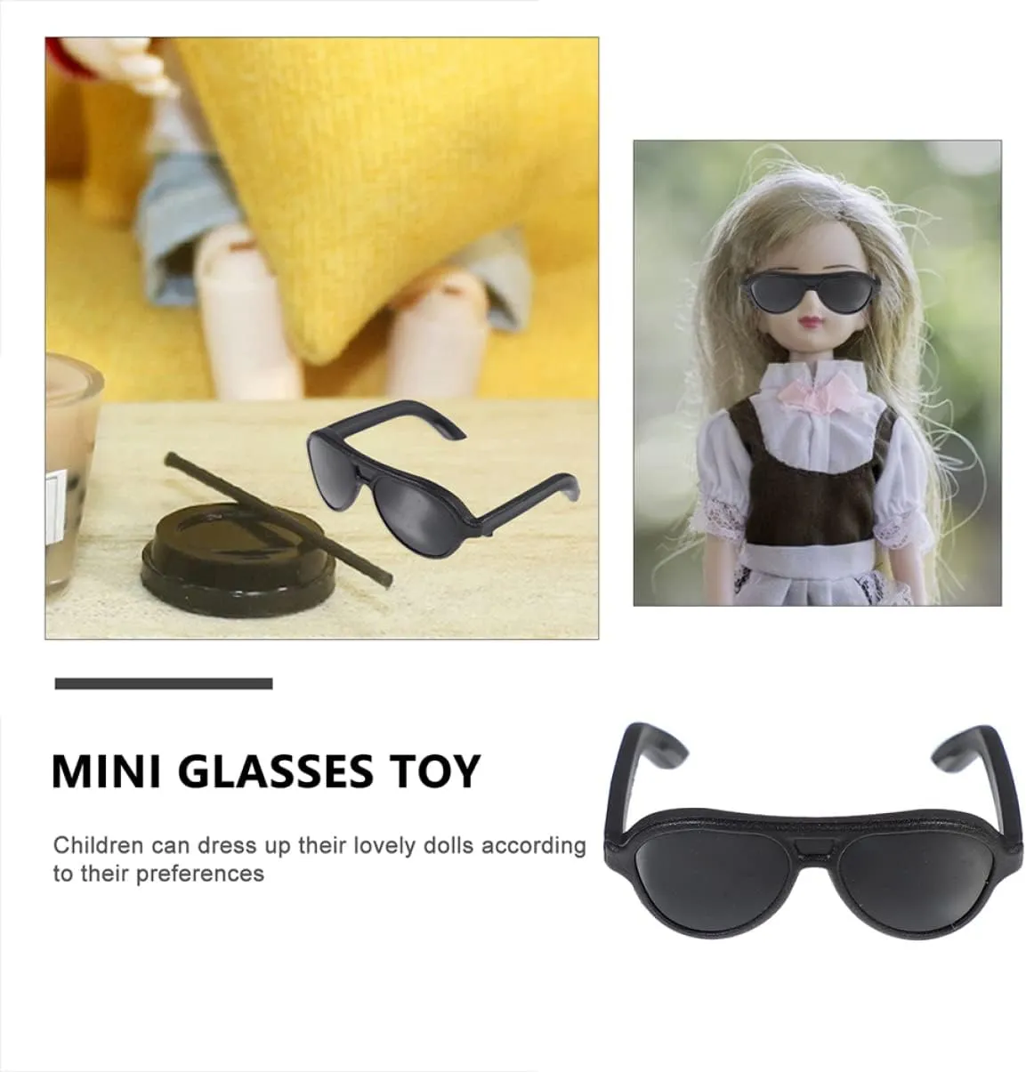 DIY Decoration drugstore load chain Props for Glasses for Dollhouse Play Fun Dress Up for Imaginative Play 120pcs*4 FAVOMOTO 4sets Mini Sunglasses Doll Accessories 