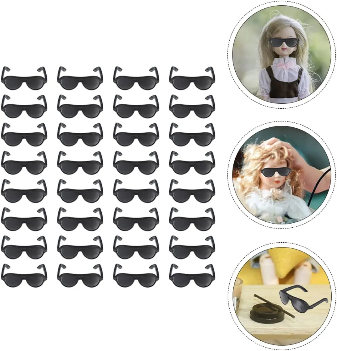 DIY Decoration drugstore load chain Props for Glasses for Dollhouse Play Fun Dress Up for Imaginative Play 120pcs*4 FAVOMOTO 4sets Mini Sunglasses Doll Accessories 