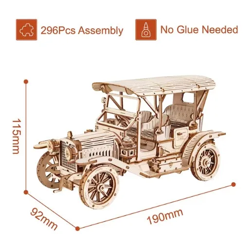 DIY Handmade Wooden Toy Car 3D Puzzle Movable Steam Train,Car,Jeep Assembly Toy Gift for Children Adult Wooden Model Building Block Kits