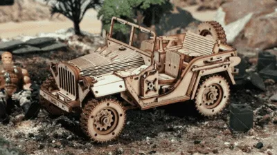 DIY Handmade Wooden Toy Car 3D Puzzle Movable Steam Train,Car,Jeep Assembly Toy Gift for Children Adult Wooden Model Building Block Kits