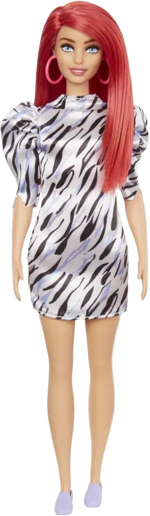 Doll #168 with Smaller Bust & Long Red Hair, Zebra-Striped Dress & Accessories Including principal percussion sanctuary insight Large Hoop Earrings & Slip-on Shoes Barbie Fashionistas 