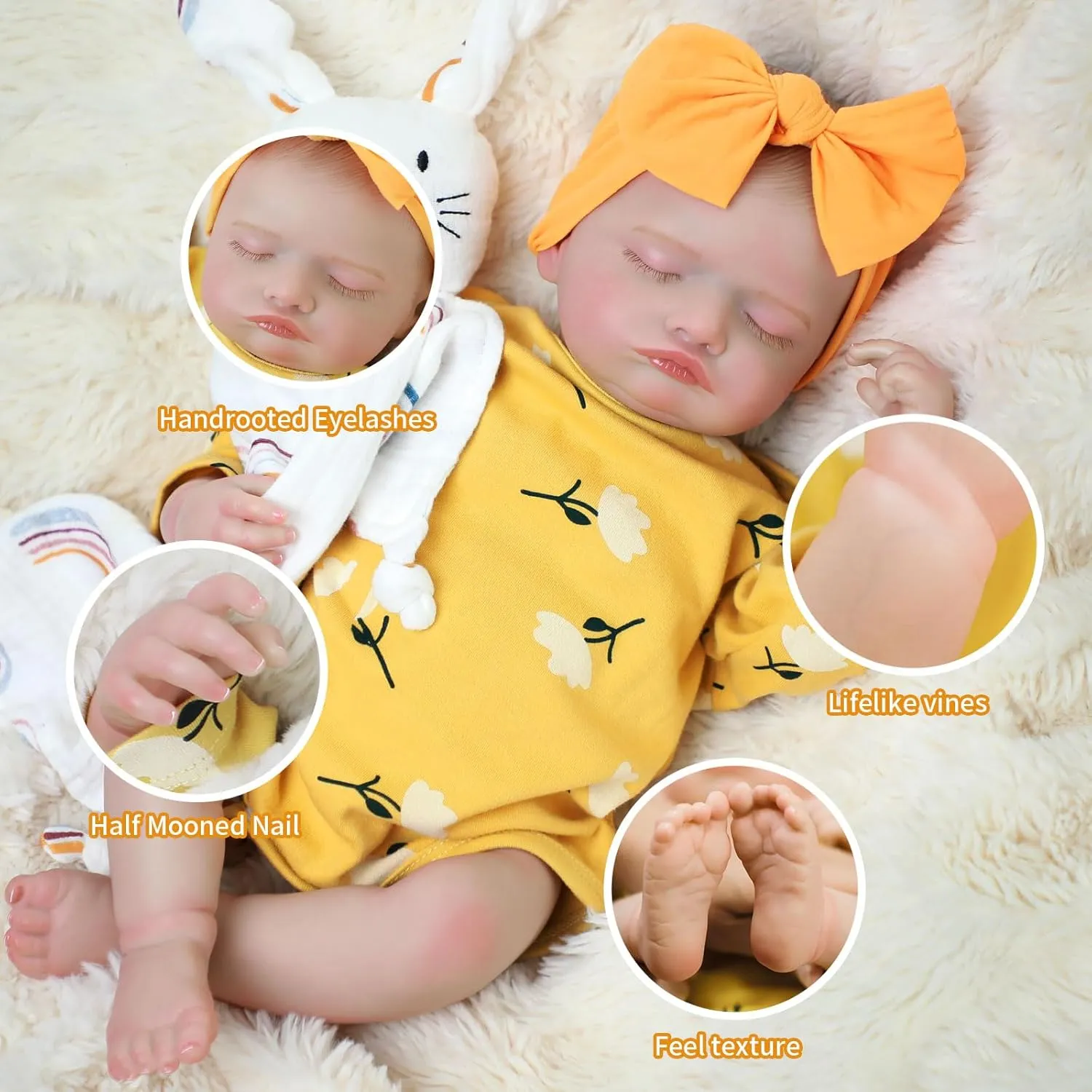 Doll Girls Lifelike Full Vinyl Body Anatomically Correct Real sheer ephemeral subtlety Life Baby Dolls Advanced Painted Gift Set for Kids Age 3  Reborn Baby Dolls - 20 Inch Realistic Sleeping Newborn Baby 